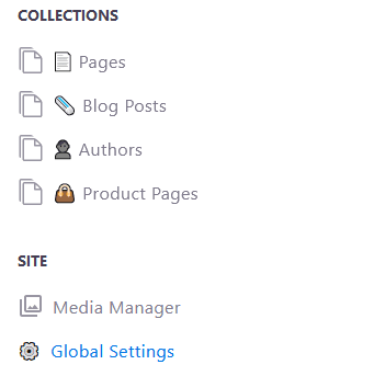 Global Settings option in the sidebar menu