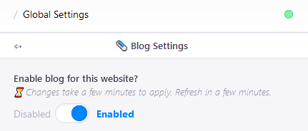 Blog control enabled