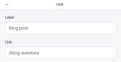 Editing options for the 'Link'