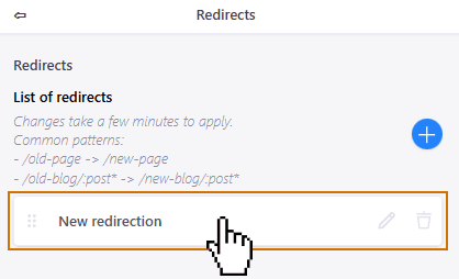 Click on the new redirect