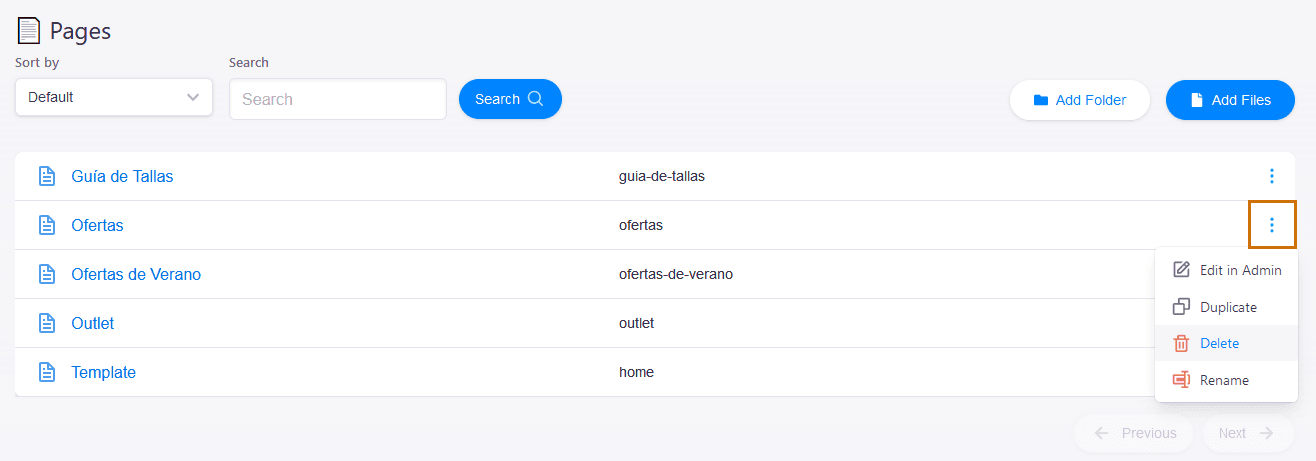 Page options