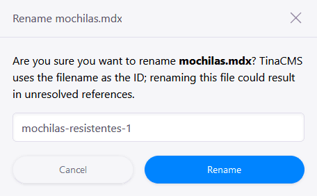 Rename modal window