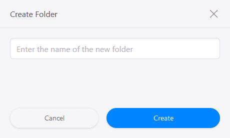 Modal window to create folder