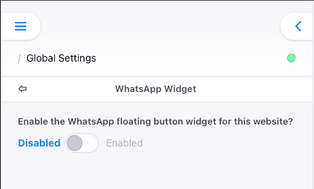 Widget control disabled