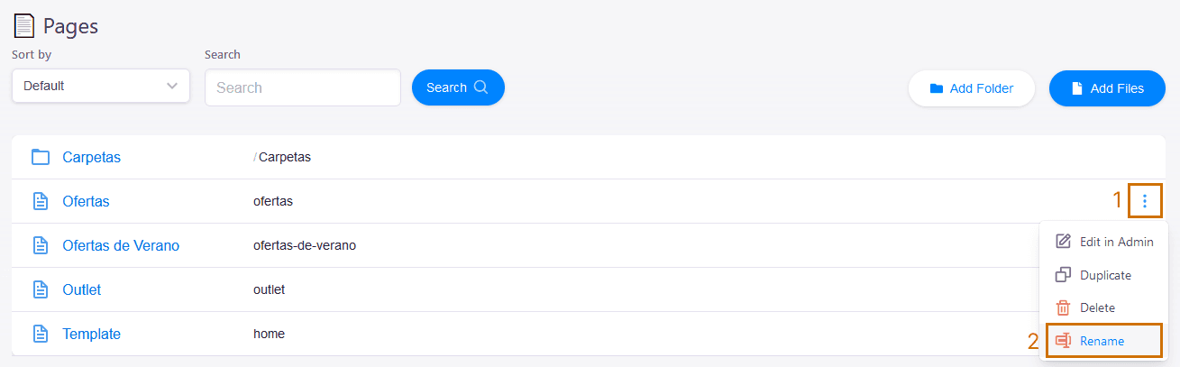 Page options